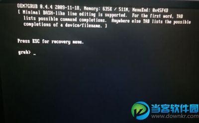 系统重装之后出现：oem7grub 0.4.4 20091118错误