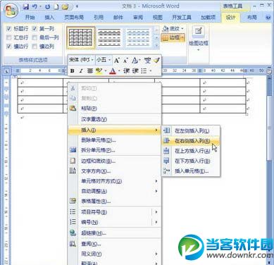 word2007,word2007行与列,word2007插入行与列