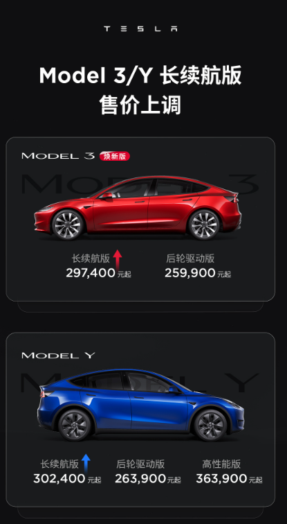 特斯拉再次涨价，Model 3和Model Y长续航版价格上调